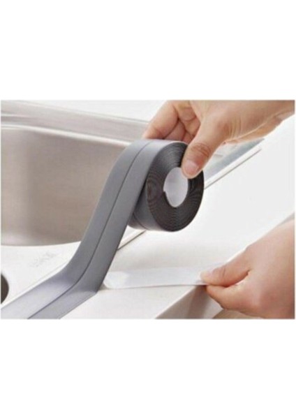 Gri 3.2 Mtsu Sızdırmaz Lavabo Küvet Kenar Bandı 3.2m Gri Su Sızdırmaz Premium Kalite Yapışkanı Bant