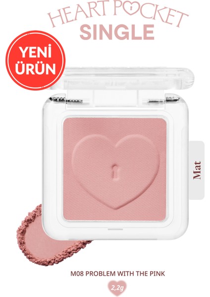 Kişiselleştirilebilir Mat Tekli Far PERIPERA Heart Pocket Single (M08 Problem With The Pink)
