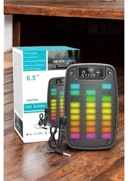 Kablosuz Bluetooth Hoparlör Taşınabilir 6.5 Inç LED Işık Kareoke - MCT5010-8754 fiyatları