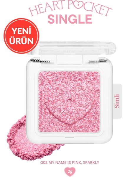 Kişiselleştirilebilir Simli Tekli Far PERIPERA Heart Pocket Single (G02 My Name is Pink Sparkly)