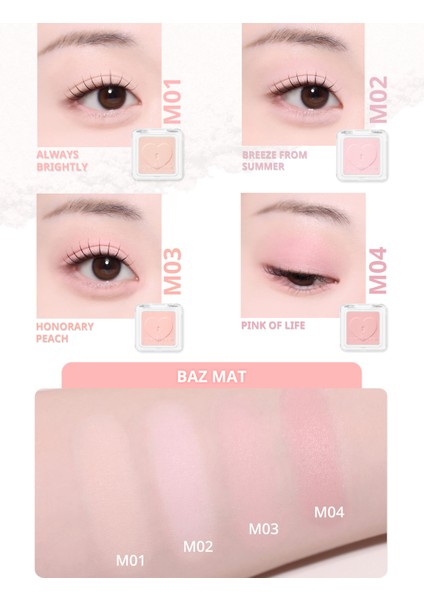 Kişiselleştirilebilir Mat Tekli Far PERIPERA Heart Pocket Single (M10 Mauve Story)