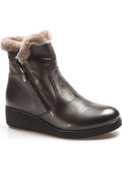 Hakiki Deri Kürklü Kadın Kalın Taban Bot 863KZA2053