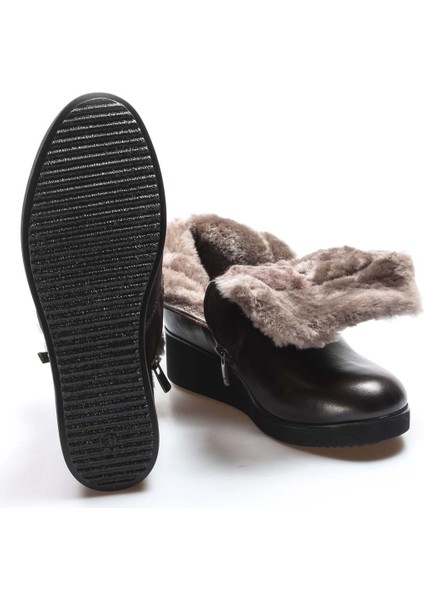 Hakiki Deri Kürklü Kadın Kalın Taban Bot 863KZA2053
