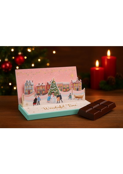 3 Boyutlu Çikolata Kutusu-Yılın En Büyüleyici Hediye Kutusu-Yılbaşı Temalı Çikolata Kutusu fiyatları