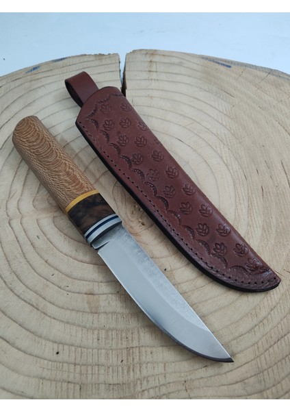 N690 Çelik Puko Kamp Bıçağı Deri Kılıflı Özel Günler Için Erkeklere Kişiselleştirilebiir Hediye