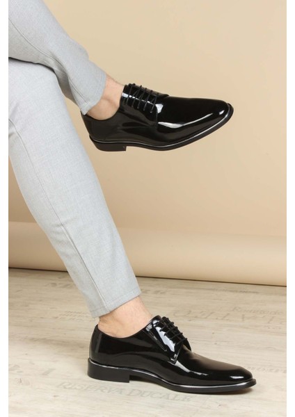 Hakiki Deri Kösele Siyah Rugan Erkek Klasik Ayakkabı 237ma159 indirimleri