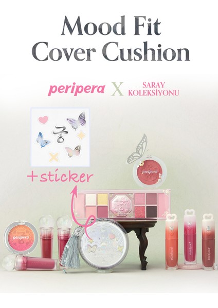 Yarı Mat Bitişli Filtre Etkili Cushion PERIPERA Mood Fit Cover Cushion SPF50+ PA++++(03 Natural Fit)