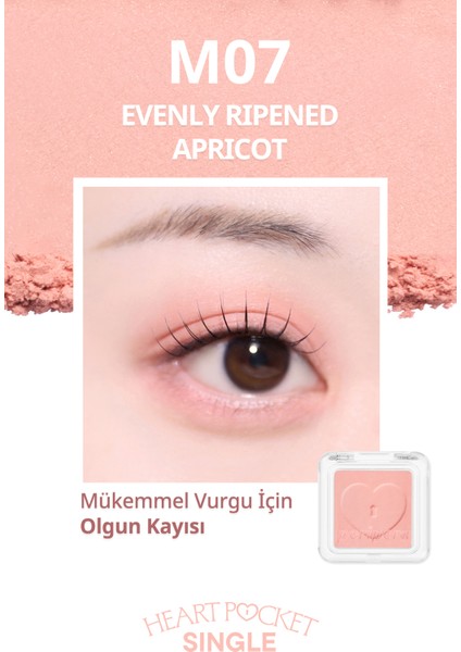Kişiselleştirilebilir Mat Tekli Far PERIPERA Heart Pocket Single (M07 Evenly Ripened Apricot)