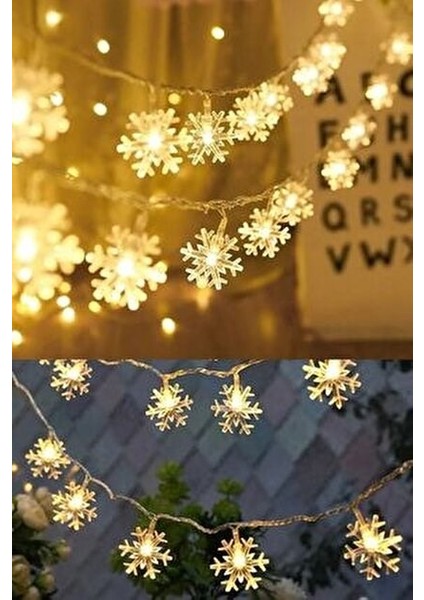 Kar Tanesi LED Işık 3 Metre 20 LED 3x Pilli Yılbaşı Ağaç Süsü Aydınlatma Sarkıt Dizeleri Gün Işığı