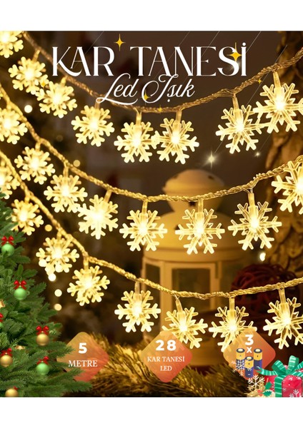 Kar Tanesi LED Işık 3 Metre 20 LED 3x Pilli Yılbaşı Ağaç Süsü Aydınlatma Sarkıt Dizeleri Gün Işığı fırsatları