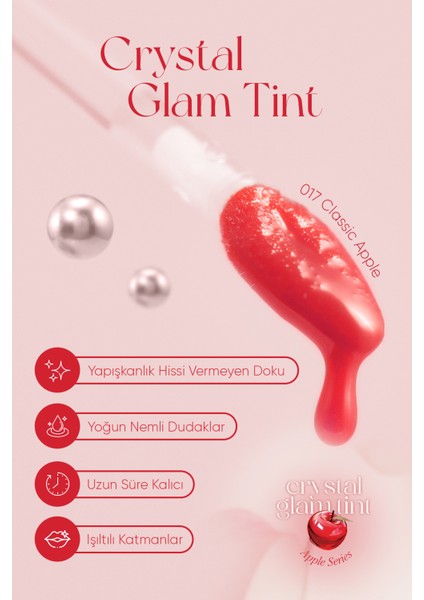 Yapışkanlık Hissi Vermeyen Yoğun Işıltılı Tint CLIO Crystal Glam Tint (17 Classic Apple) AppleSeries
