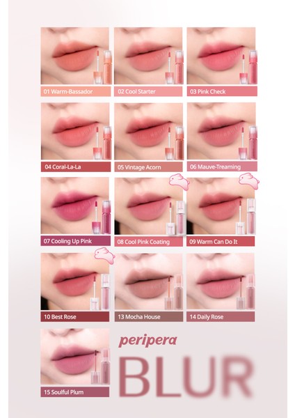 Gün Boyu Kalıcı Pürüzsüz Matlık Sunan Tint PERIPERA Over Blur Tint (009 Warm Can Do It) (Tteok)