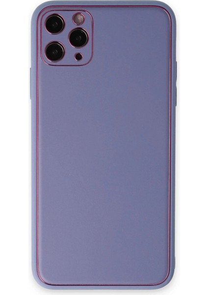 iPhone 11 Pro Max Kılıf Coco Deri Silikon Kapak - Açık Lila (K95)