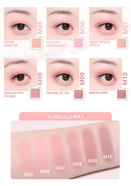 Kişiselleştirilebilir Mat Tekli Far PERIPERA Heart Pocket Single (M06 Guiltless Strawberries)