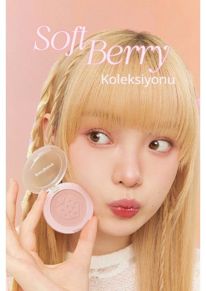 Pastel Tonlarda Sebum Dengeleyici Toz Allık Perıpera Pure Blushed Sunshine Cheek (26 Fluffy Berry)