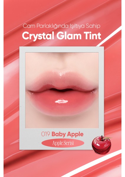 Yapışkanlık Hissi Vermeyen Yoğun Işıltılı Tint CLIO Crystal Glam Tint (19 Baby Apple) Apple Series