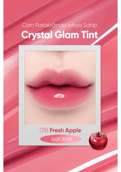Yapışkanlık Hissi Vermeyen Yoğun Işıltılı Tint CLIO Crystal Glam Tint (18 Fresh Apple) Apple Series