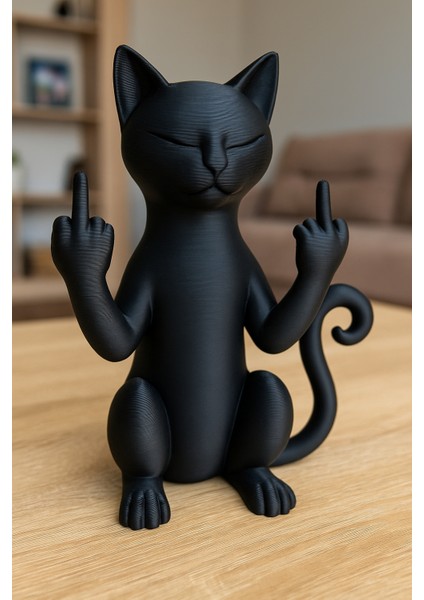 Orta Parmak Çeken Kedi Figür & Eğlence Amaçlı & Komik Figür 15 cm modelleri