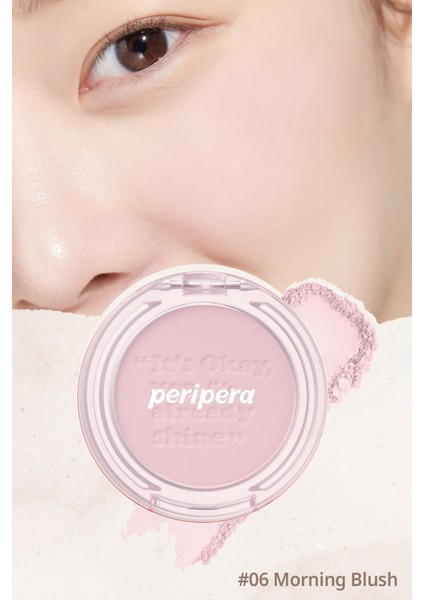 Pastel Tonlarda Sebum Dengeleyici Toz Allık PERIPERA Pure Blushed Sunshine Cheek (06 Morning Blush)