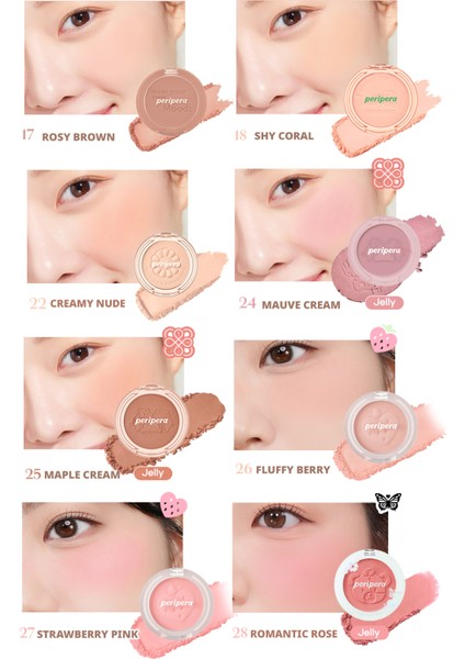 Pastel Tonlarda Sebum Dengeleyici Toz Allık PERIPERA Pure Blushed Sunshine Cheek (11Picnic Pink)