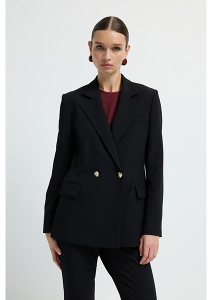 Kruvaze Uzun Kol Ceket Siyah 11933656023