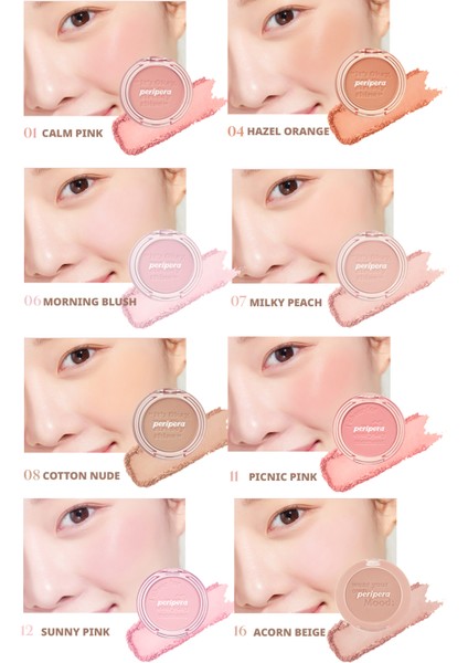 Pastel Tonlarda Sebum Dengeleyici Toz Allık Perıpera Pure Blushed Sunshine Cheek 27 Strawberry Pink