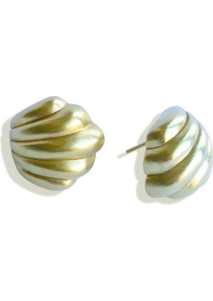 Istiridye Bombeli Gold Gümüş Küpe modelleri