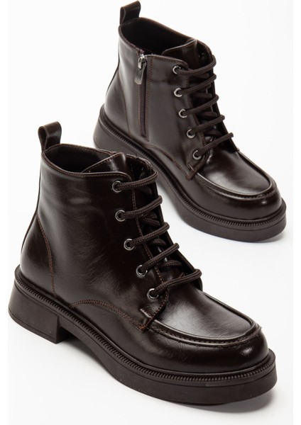 02-2001 Kahve Kırışık Rugan Bağcıklı Fermuarlı Günlük Kadın Bot fırsatları