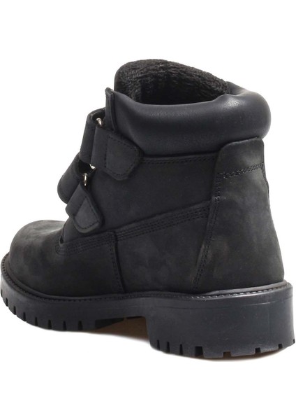 Hakiki Deri Siyah Nubuk Unisex Çocuk Worker Bot 006SFA1001