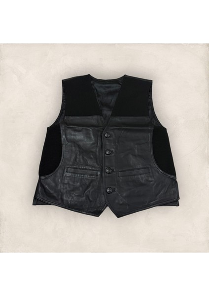 Düğmeli Deri Yelek