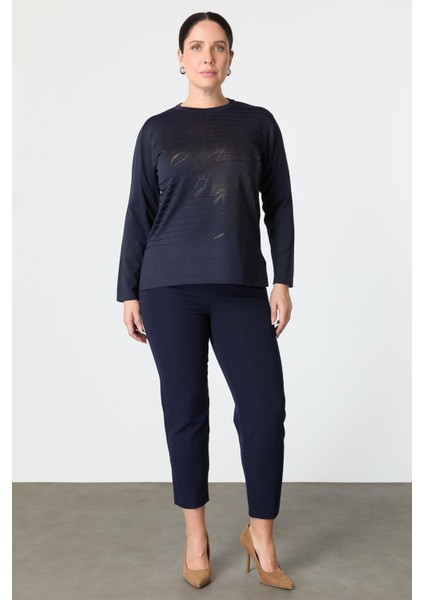 Büyük Beden Baskılı Triko Kazak-Lacı fiyatları