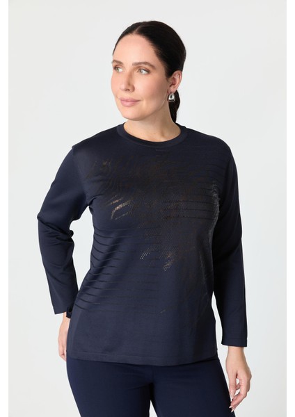 Büyük Beden Baskılı Triko Kazak-Lacı fırsatları