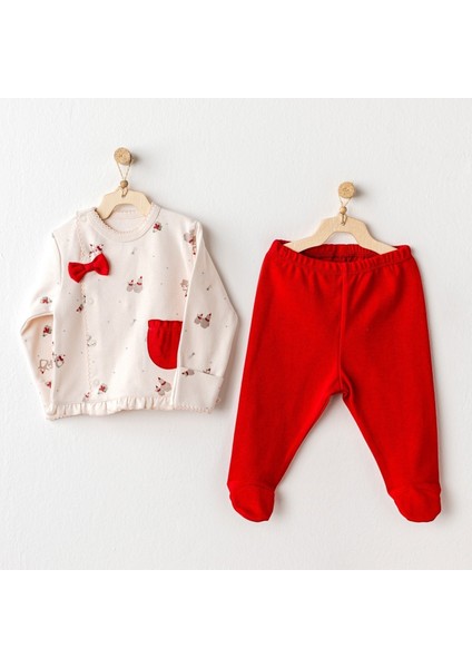 AC25345 Penguin 2li Bebe Zıbın Takım Ekru