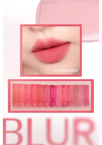 Gün Boyu Kalıcı Pürüzsüz Matlık Sunan Tint PERIPERA Over Blur Tint (003 Pink Check)