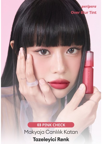Gün Boyu Kalıcı Pürüzsüz Matlık Sunan Tint PERIPERA Over Blur Tint (003 Pink Check)