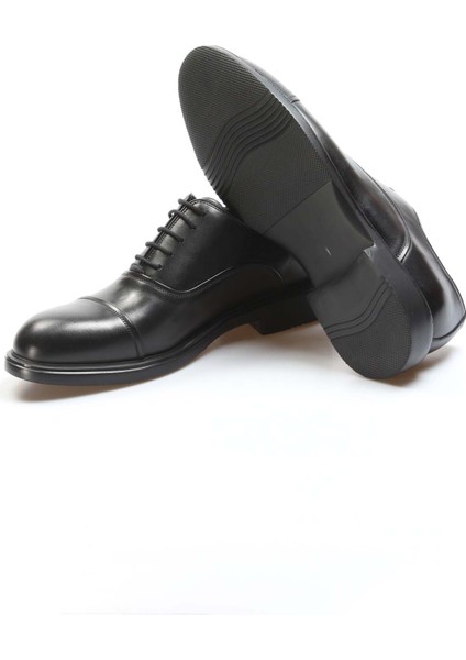 Erkek Hakiki Deri Eva Taban Rahat Günlük Bağcıklı Klasik Ayakkabı Siyah 630ma302