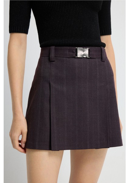 Pile Detaylı Mini Etek Murdum 12745911000 fırsatları