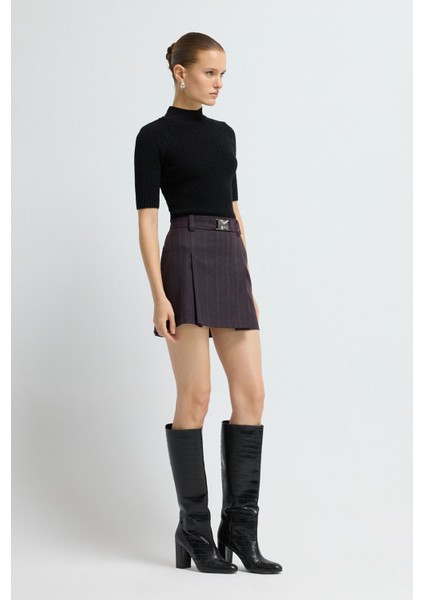 Pile Detaylı Mini Etek Murdum 12745911000 indirimleri