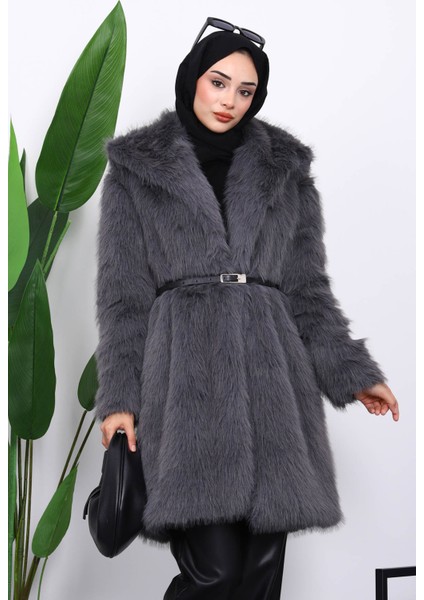 Füme Kemerli Astarlı Kürk Kaban