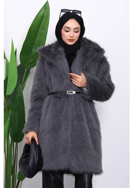 Füme Kemerli Astarlı Kürk Kaban modelleri