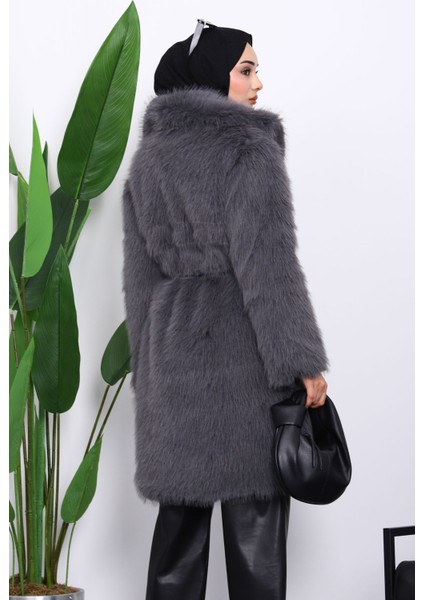 Füme Kemerli Astarlı Kürk Kaban fırsatları