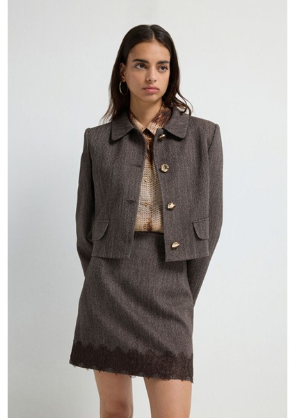 Crop Ceket Kahve 11945693000 fırsatları