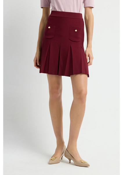 Pilise Detaylı Triko Etek Bordo 12745592000 modelleri