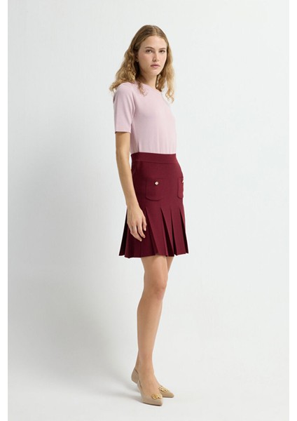 Pilise Detaylı Triko Etek Bordo 12745592000 fırsatları