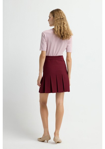 Pilise Detaylı Triko Etek Bordo 12745592000