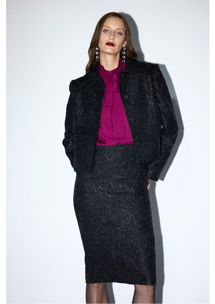 Jakarlı Ceket Siyah 11945986000 indirimleri