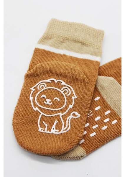Hayvan Figürlü Kaymaz Erkek Soket Çorap 2li BS10119 Hardal modelleri