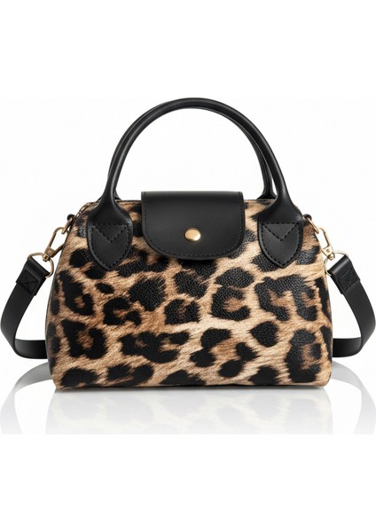 Siyah Leopar Kadın Omuz ve El Çantası modelleri
