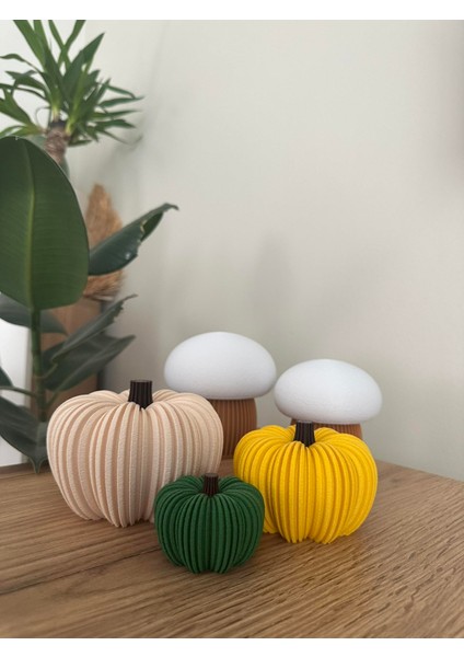 Dekoratif Balkabağı Seti - 3 Adet, Large Bej 1 Adet, Medium Sarı 1 Adet, Small Yeşil 1 Adet modelleri