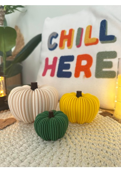 Dekoratif Balkabağı Seti - 3 Adet, Large Bej 1 Adet, Medium Sarı 1 Adet, Small Yeşil 1 Adet fırsatları